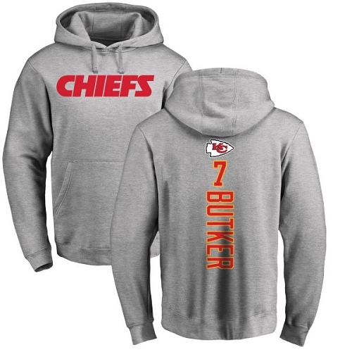 Men Kansas City Chiefs #7 Butker Harrison Ash Backer Pullover Hoodie->nfl t-shirts->Sports Accessory